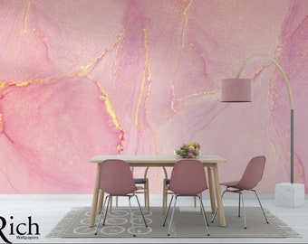 Pink Looks Gold Look Abstract Painting Modern Design Background marble wallpaper/peel and paste wallpaper vinyl wallpaper wallpaper room