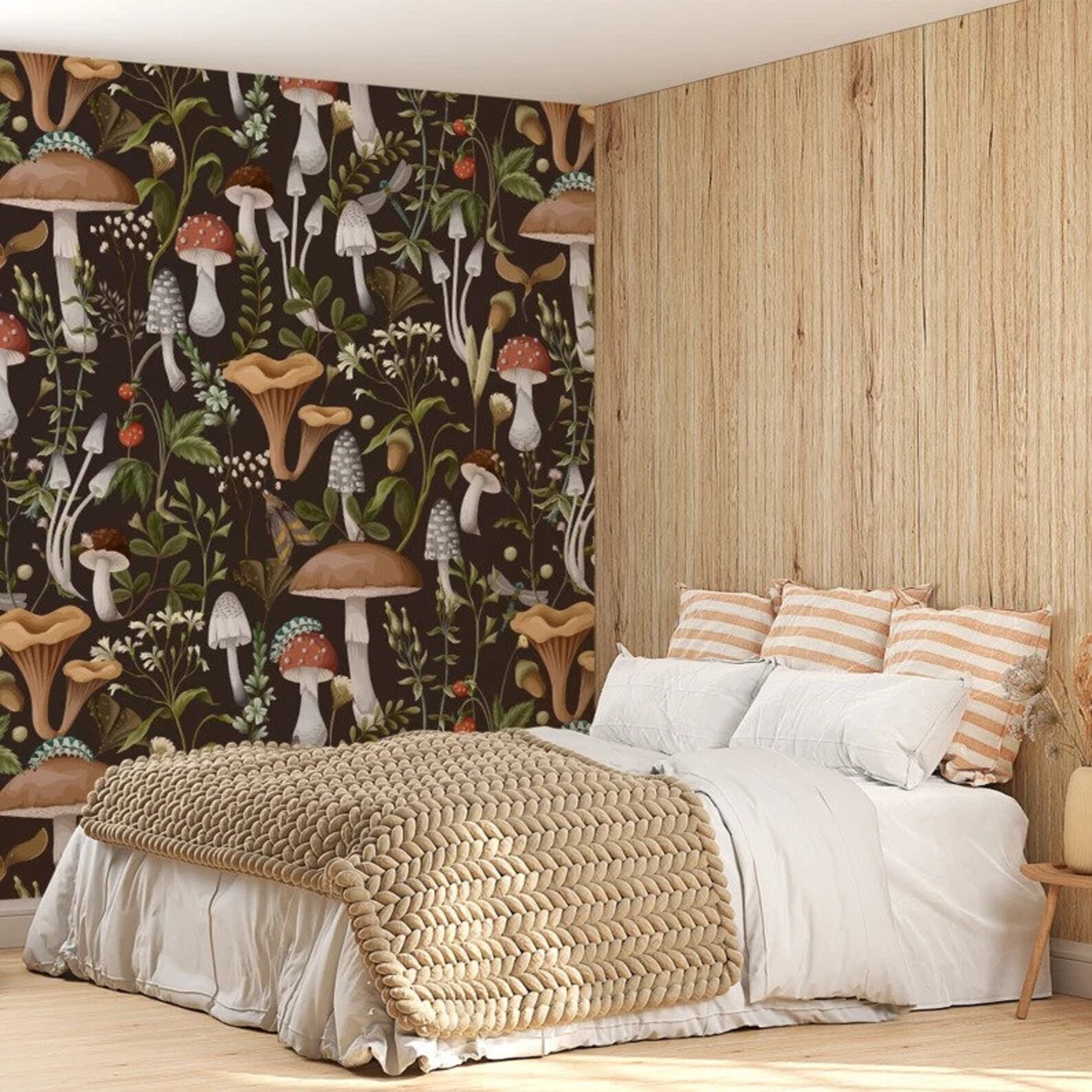 Mushroom Wallpaper Mushroom Wallmural / Peel and Stick - Etsy