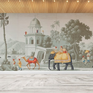 Vista mattutina dell'India Carta da parati con stampa digitale 3D di qualità Design eleganti / carta da parati staccabile e adesiva Carta da parati in vinile Carta da parati per la stanza