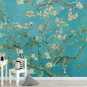 Carta da parati Almond Blossoms di Van Gogh, carta da parati con fiori dipinti a olio, carta da parati rimovibile, carta da parati staccabile e incollabile, carta da parati in vinile, carta da parati per camera