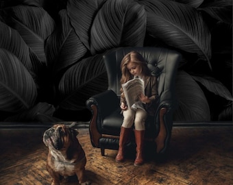 Dark Tropical Leaf Wallpaper: Botanical Decor, Peel and Stick Vinyl