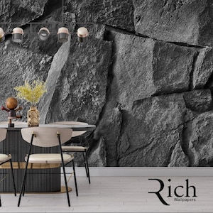 Stone Texture And Background. Rock Texture 3D Digital Print Wallpaper/peel and stick wallpaper vinyl wallpaper wallpaper room