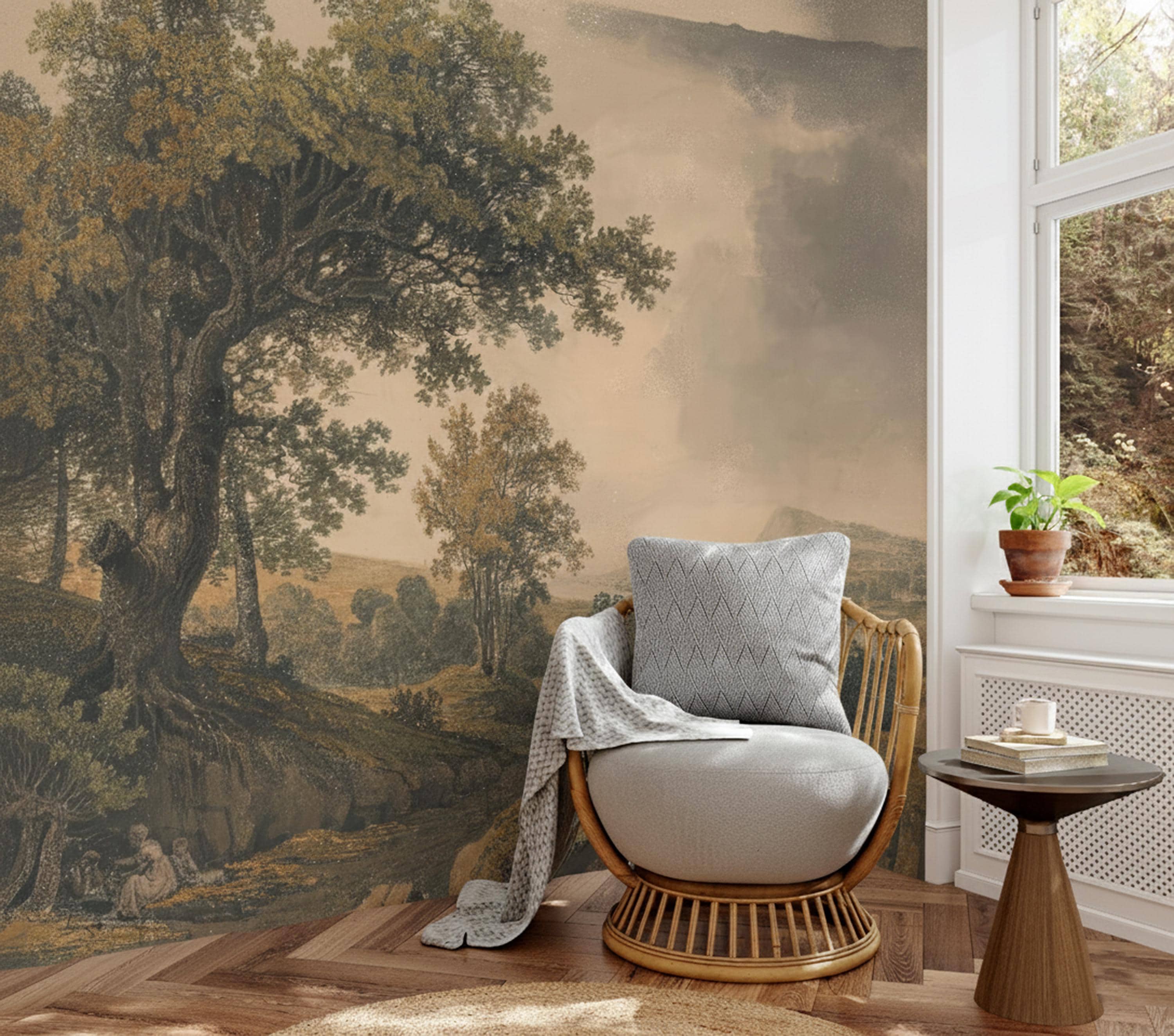 Vintage Rural Landscape Wallpaper Mural | Peel & Stick or Non-woven - Etsy