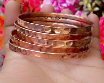 Copper 05 set of Bangle - Solid 100% Copper, Beautiful Bangle, 05 set of Bracelet, Handmade Bangle & Bracelet, Special Health Benefits
