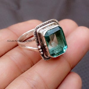 Aquamarine Gemstone Ring, 925 Sterling Silver, Women Ring, Statement Ring, Latest Design Women Ring, Popular Gift Ring, Beautiful Gift Ring,