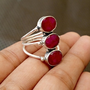 Anillo de rubí genuino natural, anillo de plata de ley 925, anillo de piedra preciosa, anillo de regalo hecho a mano, anillo bohemio, anillo de mujer, hermoso anillo popular,