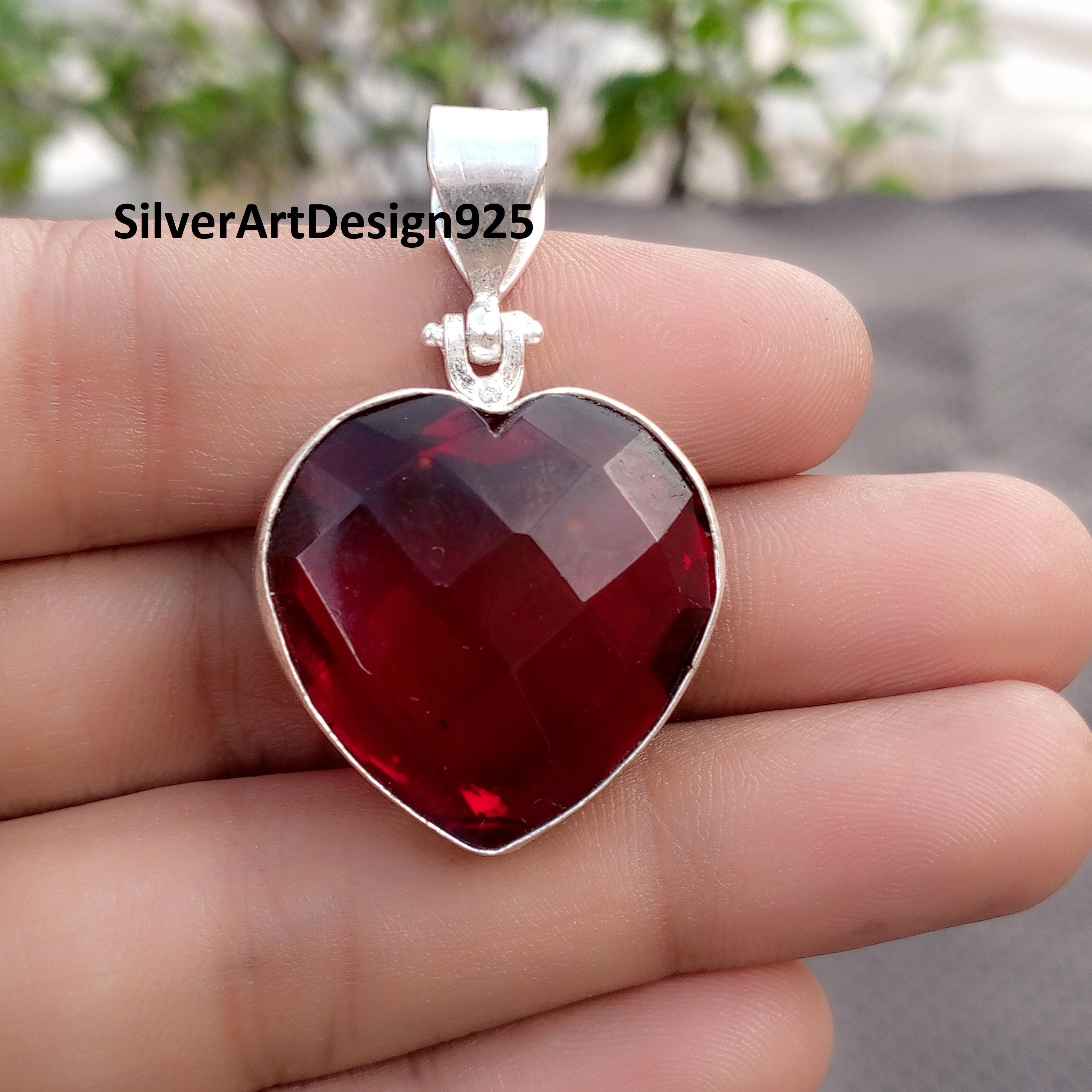 Regalos Mujeres Colgante Corazón Granate Bohemia SILVEGO - Plata