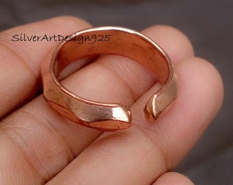 Natuurlijke zware verstelbare ring, meditatiering, duimring, koperwikkel, gehamerde ring, sierlijke ring, 100% massief koperen ring, handgemaakte ring,