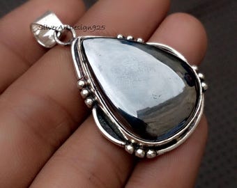 Hematite Pendant, 925 Staling Silver, Handmade Necklace, Silver Pendant, Designer , Beautiful Gift For Anniversary, Natural Hematite Jewelry