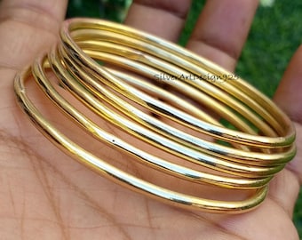 Brass 05 Set Of Brass Bangle - Solid 100% Brass, Unisex 5 Bracelet, Handmade Bracelet, Latest Design Special Health Benefits, Gift For Her