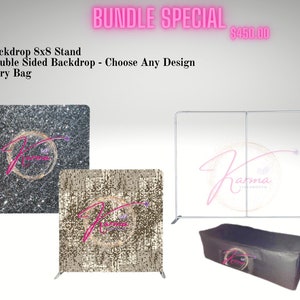 8X8 Double Sided Fitted Backdrops and Stand