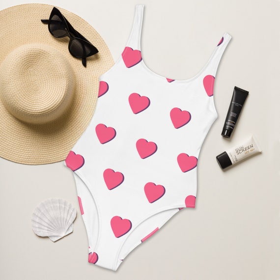 Pink Hearts Women's One-piece Swimsuit | Etsy