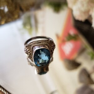Vintage Blue Topaz Stainless Steel