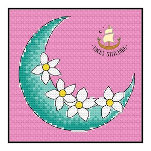 Moon Counted cross stitch pdf pattern, Instant download PDF