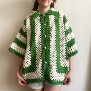 Crochet Shirt, Unisex Shirt, Crochet Overshirt, Crochet Multicolor Shirt, Crochet Shirt for Women / Men, Oversize Cardigan