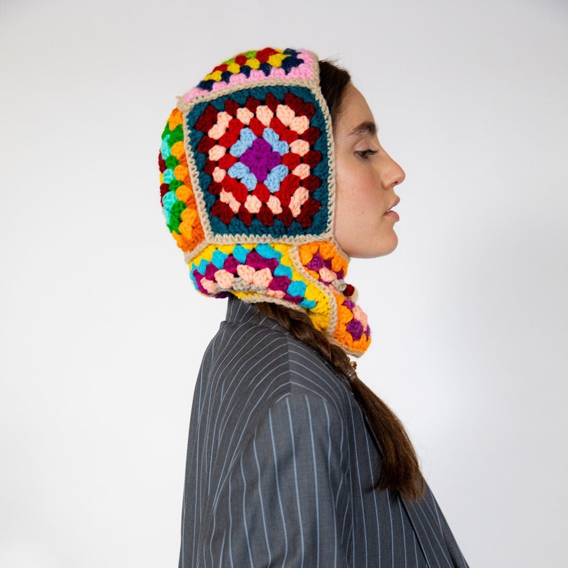 Handmade Balaclava Crochet Hoodie Granny Square Hat Etsy