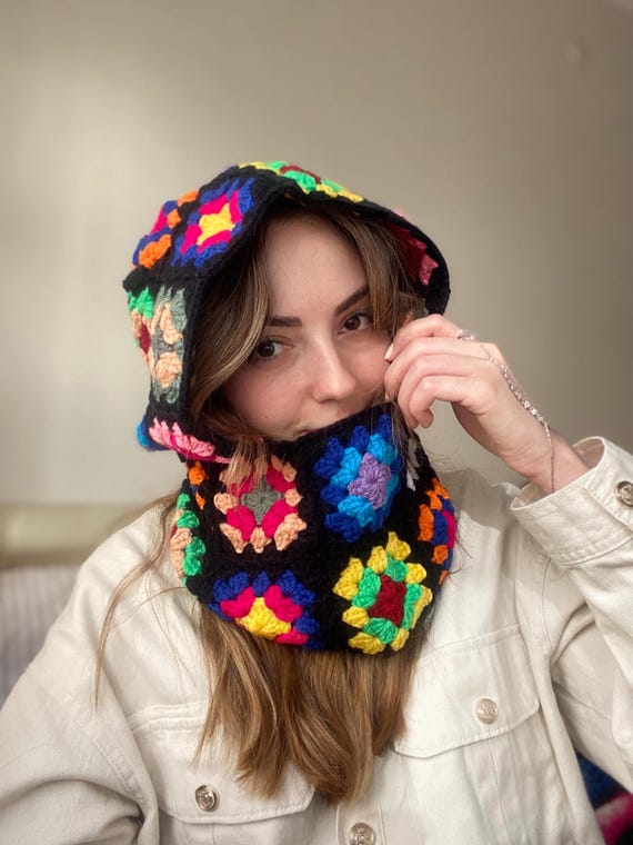 Crochet Balaclava, Colorful Oversize Balaclava, Granny