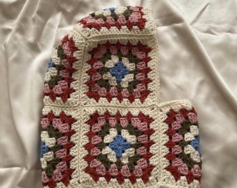 Crochet Granny Square Balaclava: Bohemian Winter Hat, Handknit Winter Hood