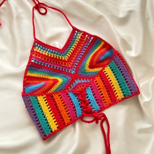 Crochet Pride Rainbow Top, Crochet Pride Top, Pride Parade Cloth, Crochet Halter Top, LGBTQ Human Rights