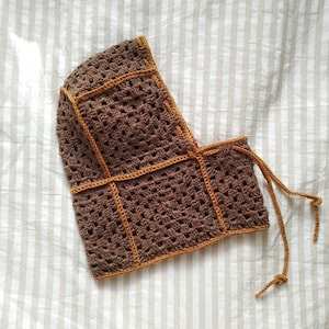 Crochet Balaclava, Granny Square Brown Balaclava, Handknit Balaclava, Crochet Winter Hat