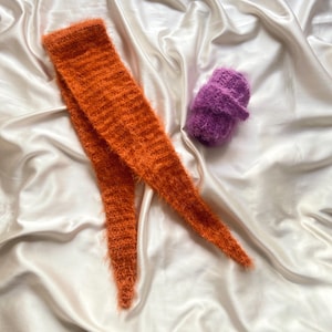 Knit Scarf, Small Knitted Scarf, Cozy Knit Scarf, Small Skinny Neckerchief, 2 Different Colour Scarf, Unisex Scarf