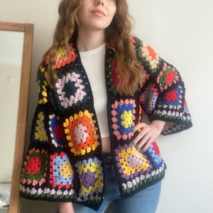 Crochet Cardigan, Granny Square Cardigan, Bohemian Clothing
