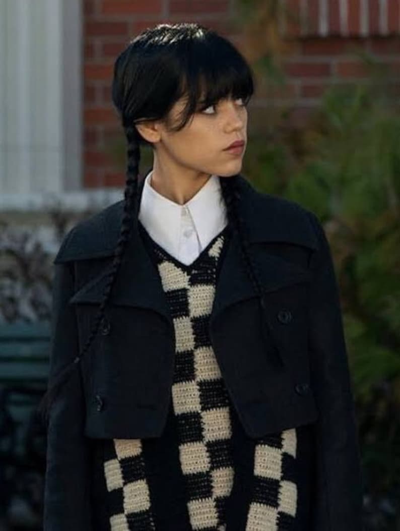 Wednesday Vest Crochet Checkered Vest Black and White - Etsy