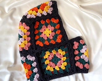 Crochet Balaclava, Colorful Granny Square Balaclava, Unisex Knit Balaclava, Crochet Hoodie
