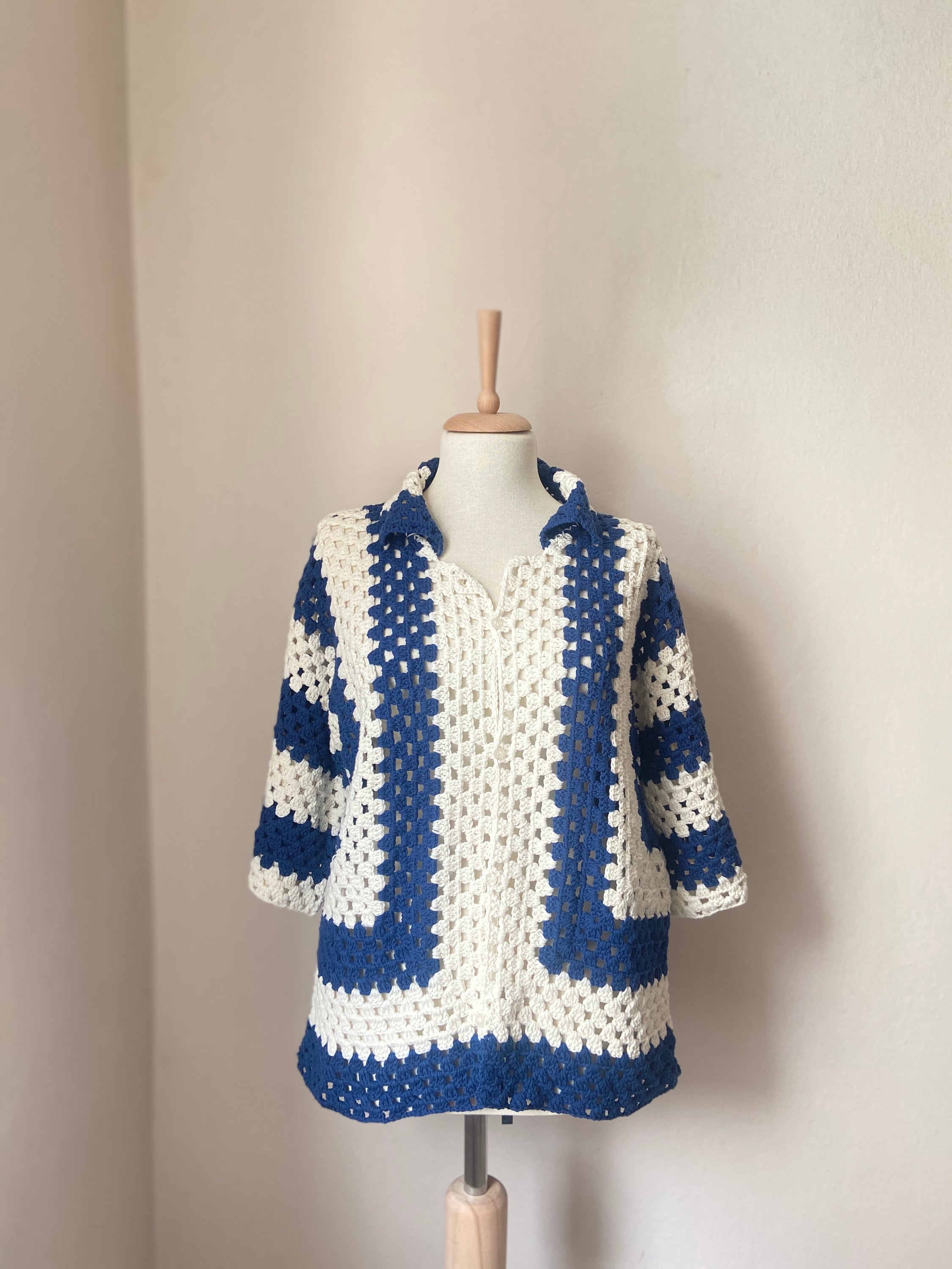 Crochet Shirt, Unisex Shirt, Crochet Overshirt, Crochet Blue