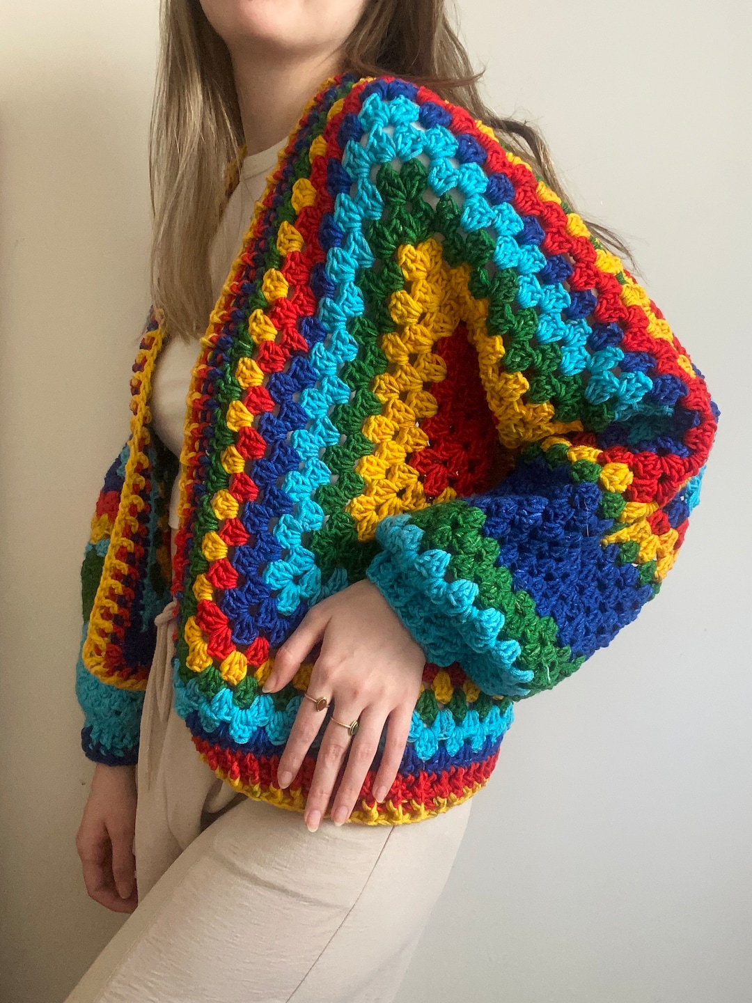 Crochet Cardigan, Rainbow Cardigan, Handknitted Jacket