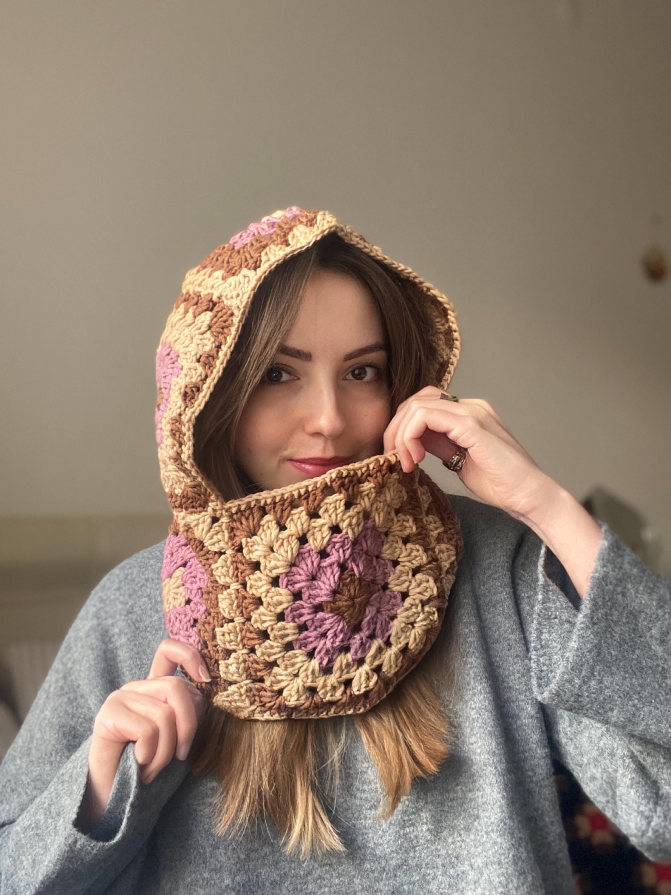 Handmade Crochet Balaclava Granny Square Bonnet Lilac Beige OS The ULTIMATE Crochet Granny Square Balaclava - FREE Pattern  main image 2