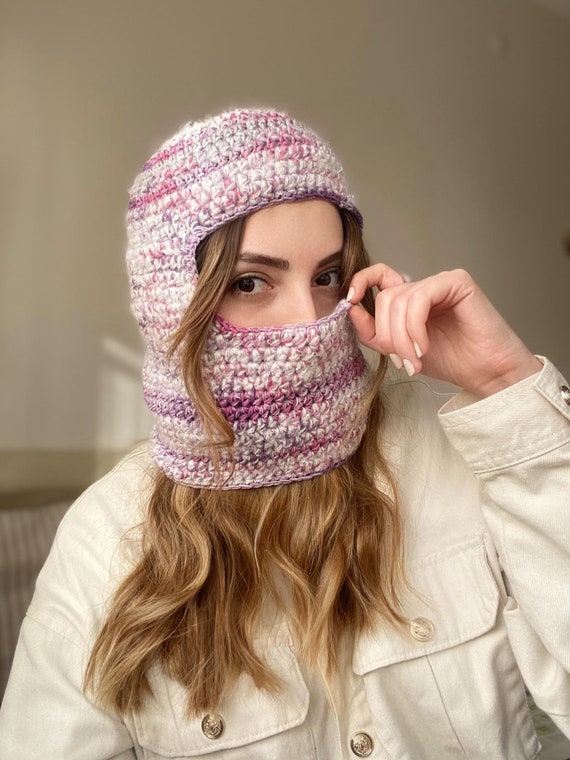 Beanie Cappello Di Lana Con Mascherina Passamontagna All'uncinetto