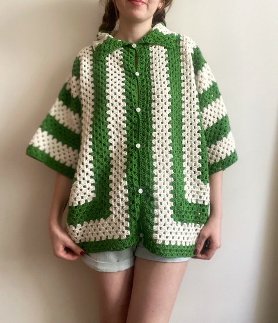 Camisa de crochet Camisa unisex Sobrecamisa de crochet Camisa multicolor de crochet Camisa de crochet para mujer hombre Cardigan oversize Etsy Mexico