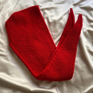 Knit Red Scarf, Handknit Hood Scarf, Cozy Knit Scarf, Red Handknit Hood, Unisex Scarf