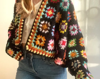 Crochet Cardigan, Granny Square Cardigan, Granny Square Jacket, Bohemian Cardigan, Christmas Gift