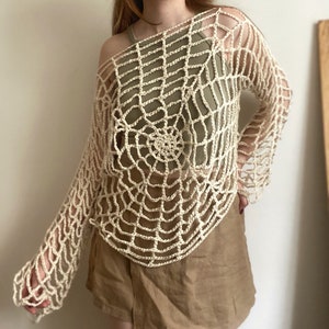 Crochet Spiderweb Crop Top, Halloween Crochet Spider Top, Spider Web Knitted Crop Top, Grunge Fairycore Mesh Top
