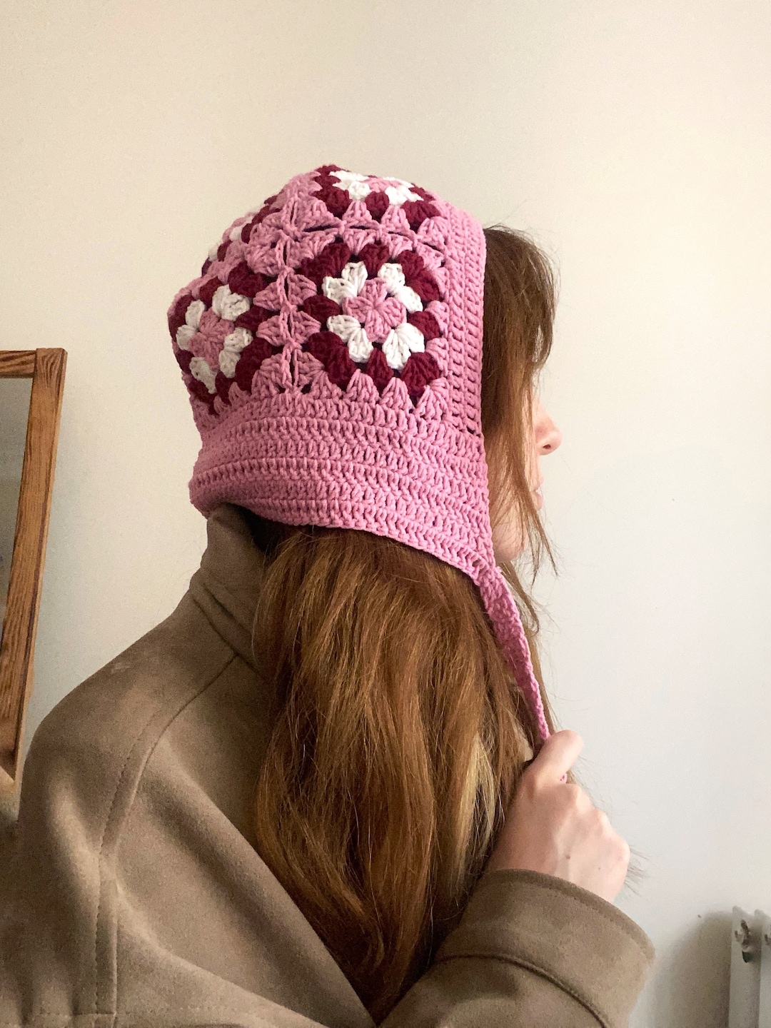 Crochet Bonnet, Granny Square Bonnet, Bohemian Bonnet Hat