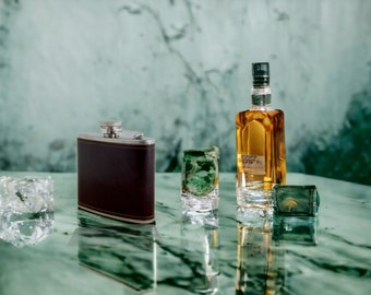 Flasque whisky personnalisé en acier inoxydable, Flasque whisky poche cuir M Arthur Shelby, idée cadeau, cadeau saint valentin personnalisé