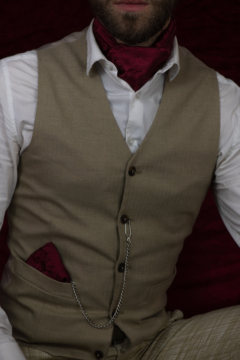 Cravate ascot motif, lavallière foulard, cravate de notaire homme, cravate en soie rouge Hart, cadeau anniversaire, idée mariage image 5