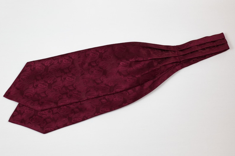 Cravate ascot motif, lavallière foulard, cravate de notaire homme, cravate en soie rouge Hart, cadeau anniversaire, idée mariage image 2
