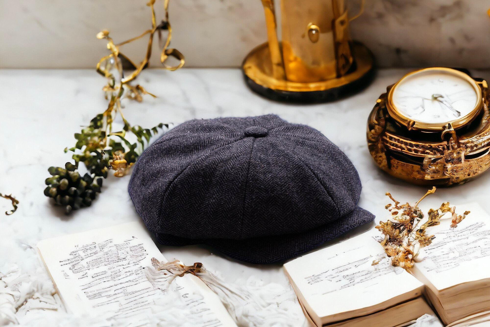 Personalized newsboy cap, Peaky Blinders hat, Black silk newsboy D, wedding witness outfit, groomsman wedding outfit