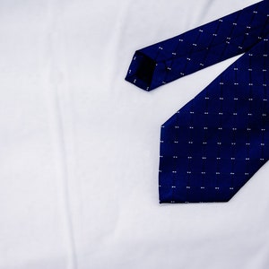Cravatta fantasia, cravatta notarile da uomo, cravatta da abito a pois in seta blu Franck Underwood, regalo di compleanno, idea di matrimonio immagine 2