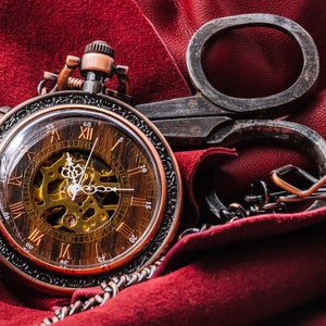 Personalized Gousset watch, pocket watch, Lamartine steel skeleton watch, birthday gift, personalized Valentine's Day gift