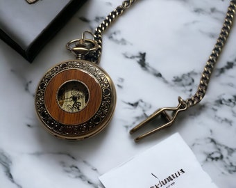 Personalisierte Gousset-Uhr, Taschenuhr, Heily-Uhr aus antikem Stahl und Messing, Geburtstagsgeschenk, personalisiertes Valentinstagsgeschenk