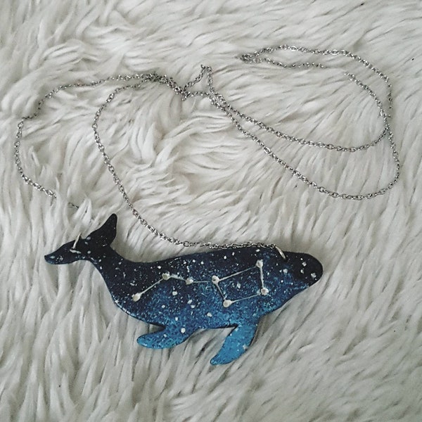 Collier pendentif Baleine galaxie étoilée / Necklace Galaxy Whale Constellation
