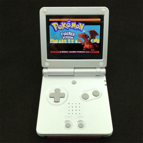 GBA SP Console Refurbished GameBoy Advance White Backlit ips V2 screen larger new 900mAh Battery AGS-101. Boxed new condition & charger.