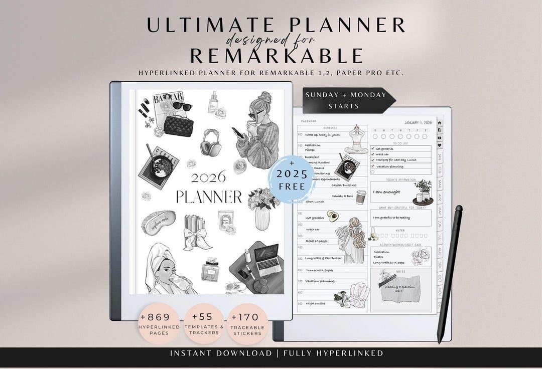 Planner 2026 Designed for Remarkable, Remarkable Paper Pro Planner ...