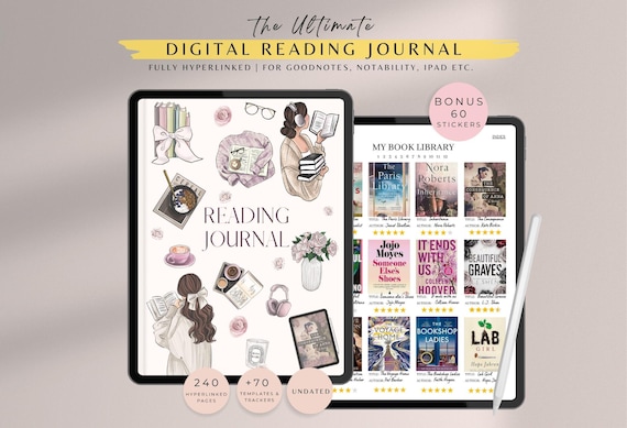 Hyperlinked Digital Reading Journal, Digital Reading Log, Reading Tracker, Digital Book Journal, Digital Book Tracker, Reading Stickers