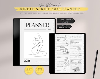 Planificador Kindle Scribe, Plantillas Kindle Scribe, Planificador diario, Planificador digital 2026, Planificador Scribe, Planificador Kindle Scribe Ultimate 2026, PDF