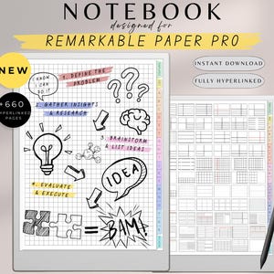 Notebook progettato per Remarkable Paper Pro, modelli Remarkable Paper Pro, modelli Remarkable, notebook con collegamento ipertestuale, note Remarkable, inchiostro
